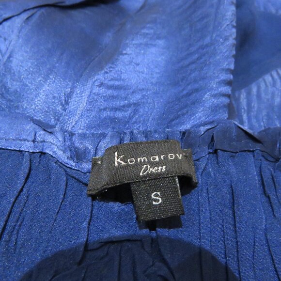 KOMAROV Crinkle Textured Satin Twirl Dress Royal Blue Feminine Evening Elegant - Picture 15 of 16